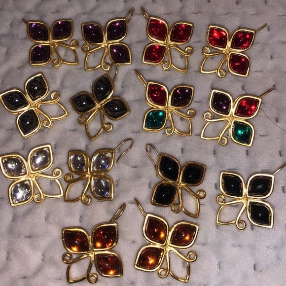 Amethyst Cabochon Matte Gold Earrings-Boutique (other colors available) - Picture 3 of 4